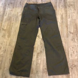 Prana khaki green women’s pants large cotton nylon